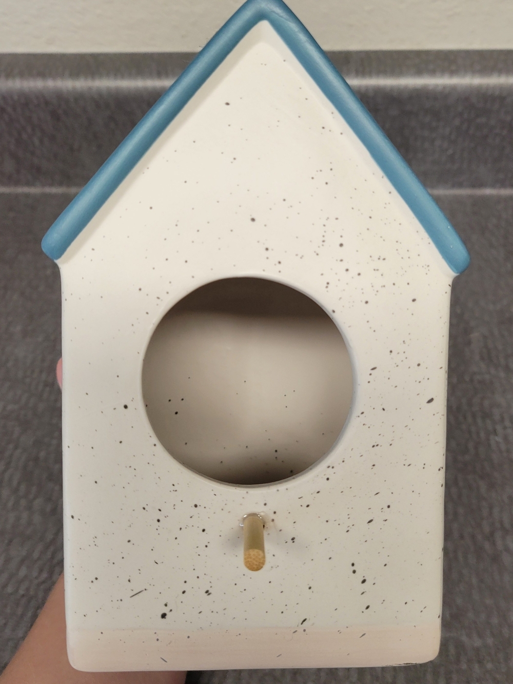 White & Blue Hanging Birdhouse